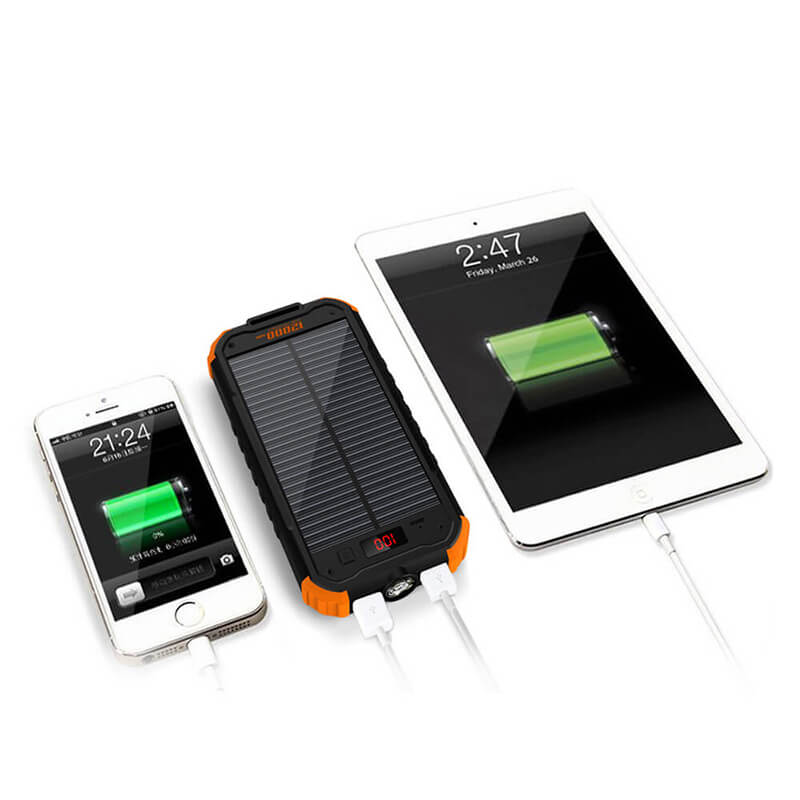 12000mAh Led Flashlight Solar Power Bank LCD digitális kijelzővel